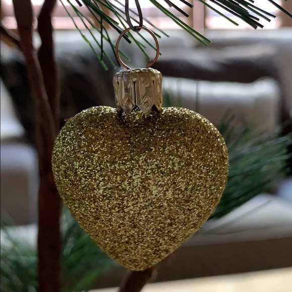 Vintage Other - 1.5” Gold heart shaped Christmas tree ornament 💛